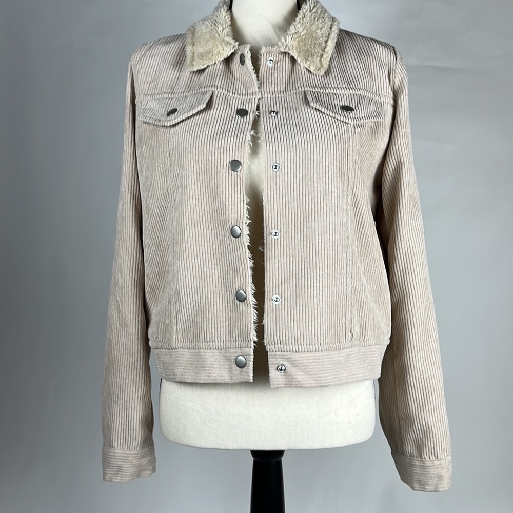 Altar’d State Tan Corduroy faux shearling lined Jacket - size medium